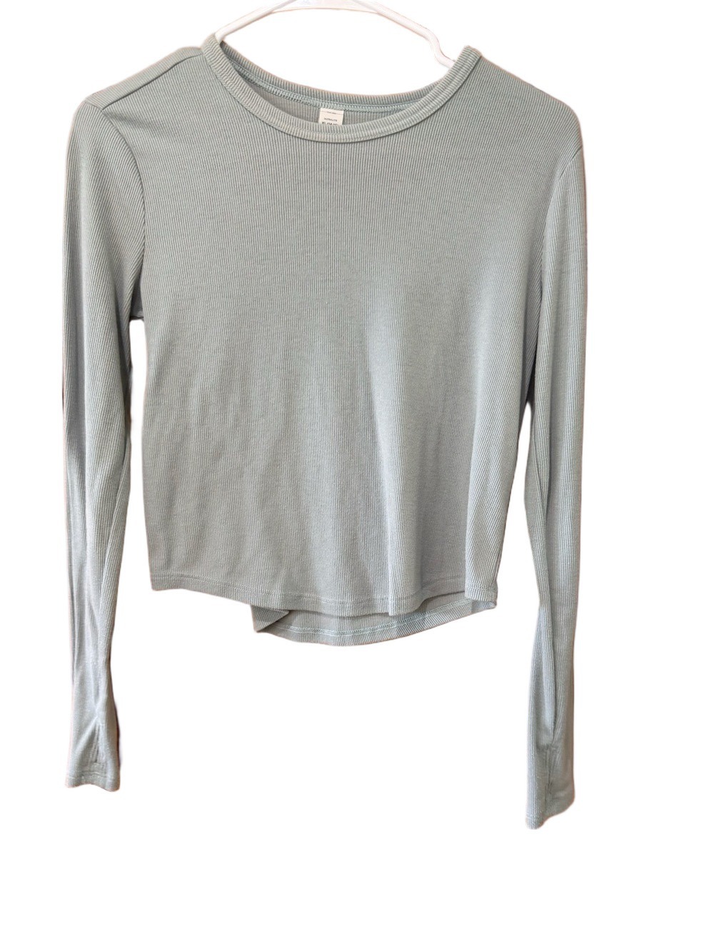 Old Navy Light Sage Ribbed Crewneck Long Sleeve Top